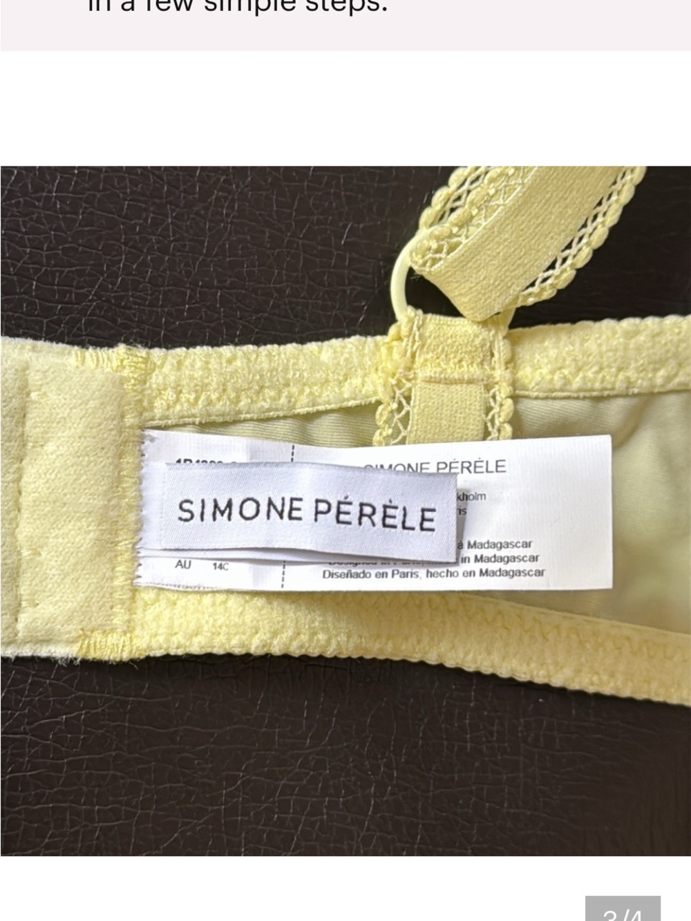 Simone Perele soft yellow lace bra size 36C. Like new - Picture 5 of 5
